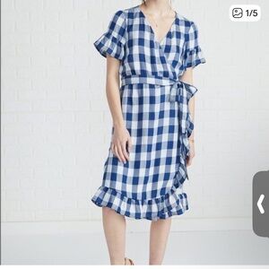 Amour Vert Blue and White Checkered Dress